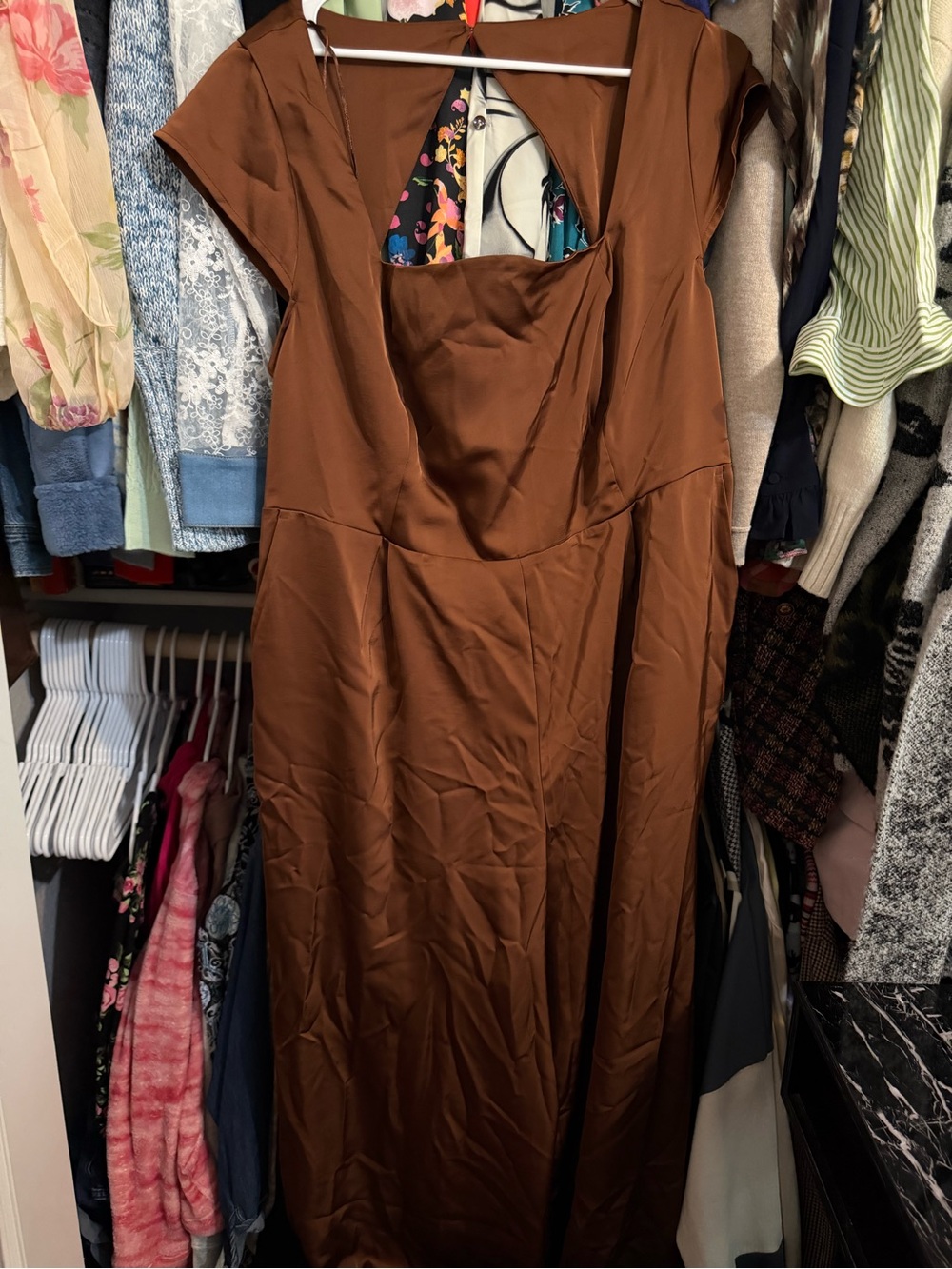 Old navy Brown Satin A-Line Dress XXL NWT